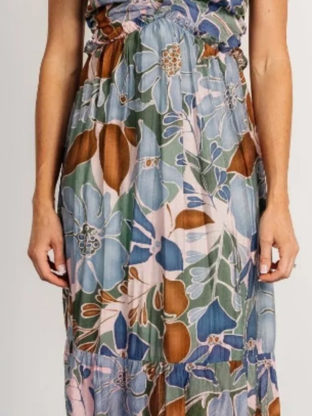 Baltic Born Floral Maxi Dress in Blue and Brown